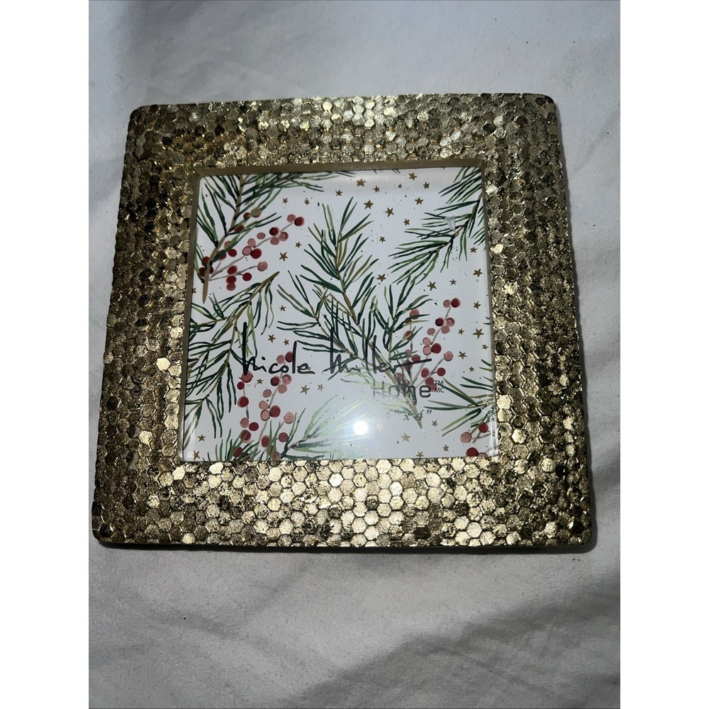 Nicole Miller Home Square 4" x 4" Gold Tone Textured Photo Picture Frame